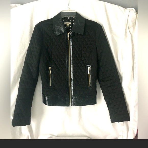 Cache black quilted and leather jacket. Beautiful lightweight coat for fall. - Picture 1 of 7